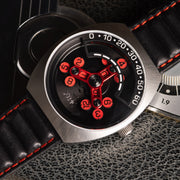 Xeric Scrambler Automatic Wandering Hour Silver Black Red - Watches.com - SCR - 1338 - 03L