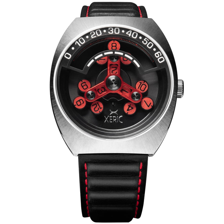 Xeric Scrambler Automatic Wandering Hour Silver Black Red - Watches.com - SCR - 1338 - 03L