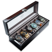 Xeric Six Watch Macassar Wood Collectors Case - Watches.com - XRC - CASE - 6 - BRGY