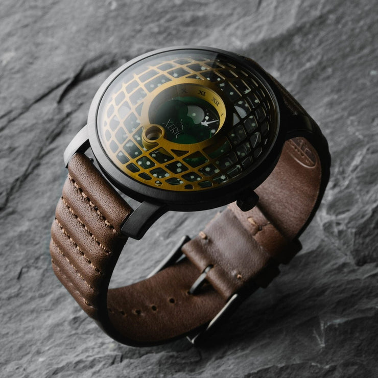 Xeric Trappist - 1 American Moonphase Brass Green - Watches.com - TMP - 3017