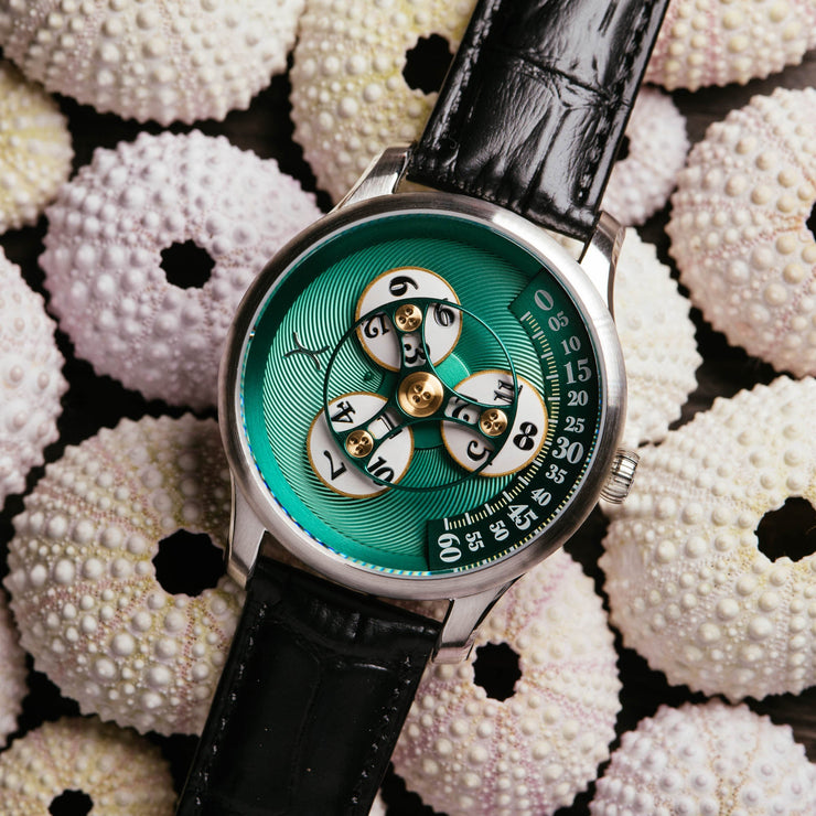 Xeric Triptych Automatic Wandering Hour Emerald - Watches.com - TWH - 1190 - 03L