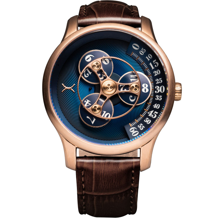 Xeric Triptych Automatic Wandering Hour Rose Gold Ocean - Watches.com - TWH - 4474 - 13L