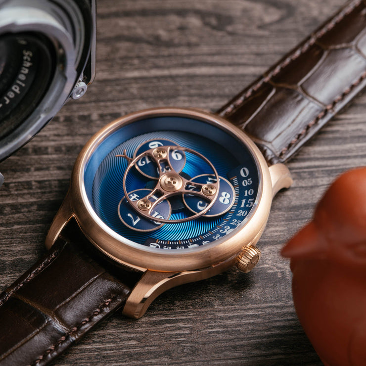 Xeric Triptych Automatic Wandering Hour Rose Gold Ocean - Watches.com - TWH - 4474 - 13L