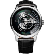 Xeric Triptych Automatic Wandering Hour Stone Edition Black Mother of Pearl - Watches.com - TWH - BMP3 - 03L