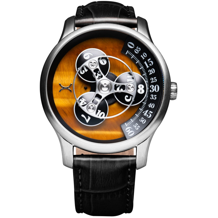 Xeric Triptych Automatic Wandering Hour Stone Edition Tigerseye - Watches.com - TWH - 1TE3 - 03L