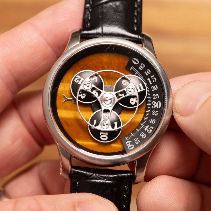 Xeric Triptych Automatic Wandering Hour Stone Edition Tigerseye - Watches.com - TWH - 1TE3 - 03L