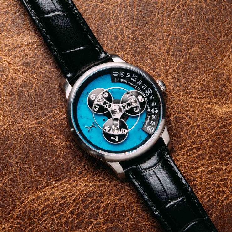 Xeric Triptych Automatic Wandering Hour Stone Edition Turquoise - Watches.com - TWH - 11T3 - 03L