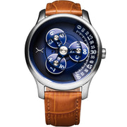 Xeric Triptych Automatic Wandering Hour Tan Blue - Watches.com - TWH - 1171 - 12L