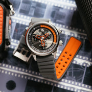 Xeric Vendetta II Automatic Wandering Hour Gray Orange - Watches.com - V2A - 1122 - 11R