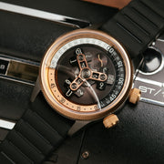 Xeric Vendetta II Automatic Wandering Hour Gunmetal Rose Gold - Watches.com - V2A - 2434 - 03R