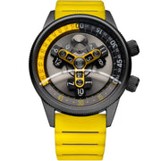 Xeric Vendetta II Automatic Wandering Hour Gunmetal Yellow - Watches.com - V2A - 2292 - 15R