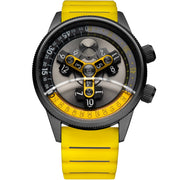 Xeric Vendetta II Automatic Wandering Hour Gunmetal Yellow - Watches.com - V2A - 2292 - 15R