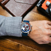 Xeric Vendetta II Automatic Wandering Hour Navy Red - Watches.com - V2A - 1119 - 44R