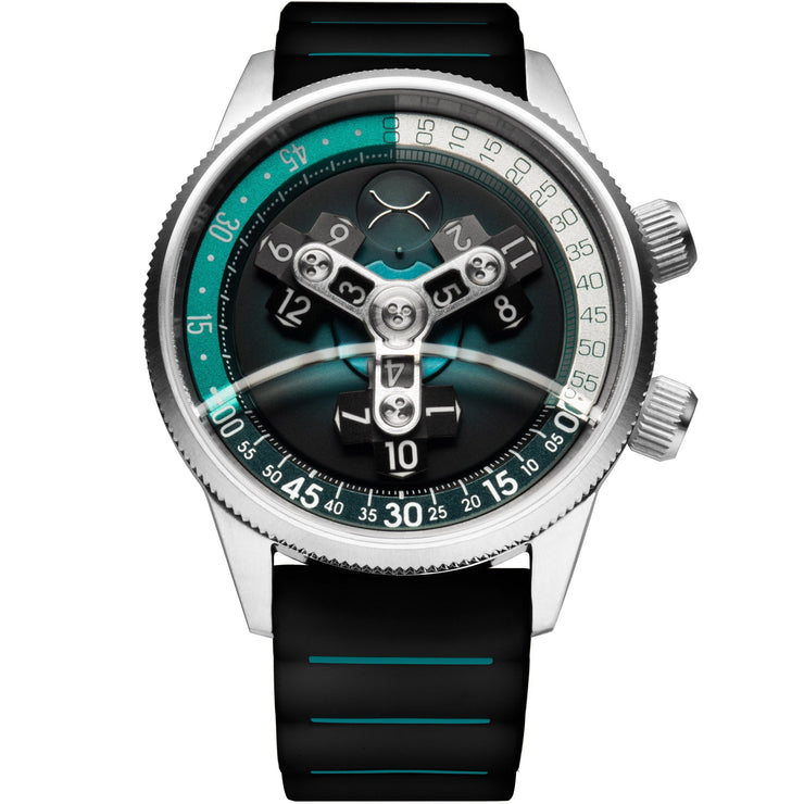 Xeric Vendetta II Automatic Wandering Hour Ocean Black - Watches.com - V2A - 1191 - 03R