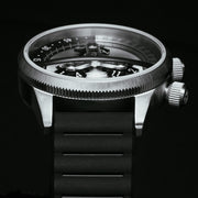 Xeric Vendetta II Automatic Wandering Hour Silver Black - Watches.com - V2A - 1113 - 03R