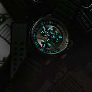 Xeric Vendetta II Automatic Wandering Hour Silver Black - Watches.com - V2A - 1113 - 03R