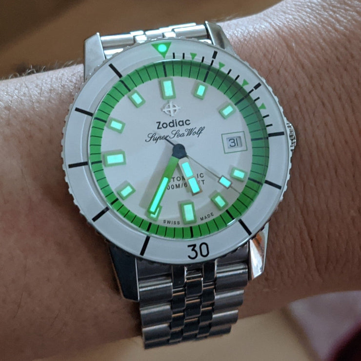 Zodiac Super Sea Wolf 53 Compression Automatic Neon Green SS - Watches.com - ZO9279