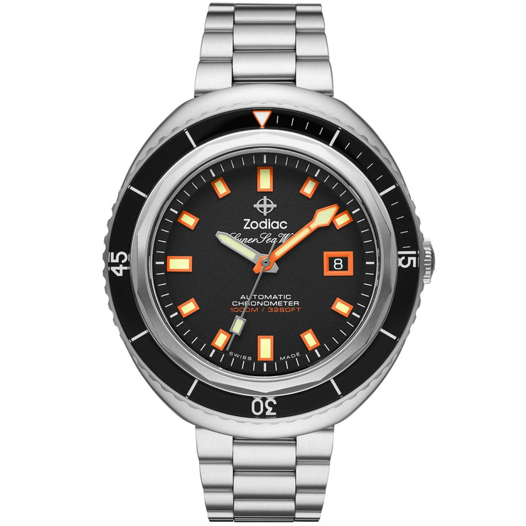 Zodiac Super Sea Wolf 68 SS Automatic Black Silver - Watches.com - ZO9509