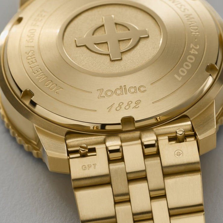 Zodiac Super Sea Wolf Compression Diver Automatic 18K Gold - Plated Limited Edition - Watches.com - ZO9308