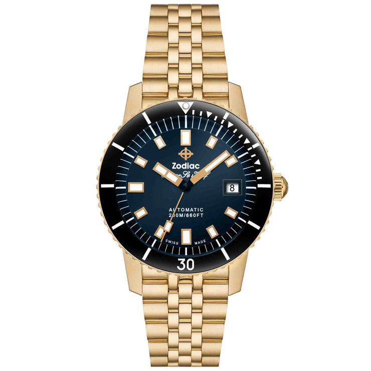 Zodiac Super Sea Wolf Compression Diver Automatic 18K Gold - Plated Limited Edition - Watches.com - ZO9308