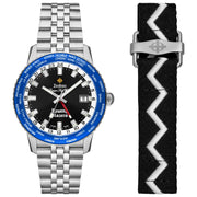 Zodiac x Rowing Blazers ZO9414 Super Sea Wolf GMT Automatic Black Blue Limited Edition - Watches.com - ZO9414