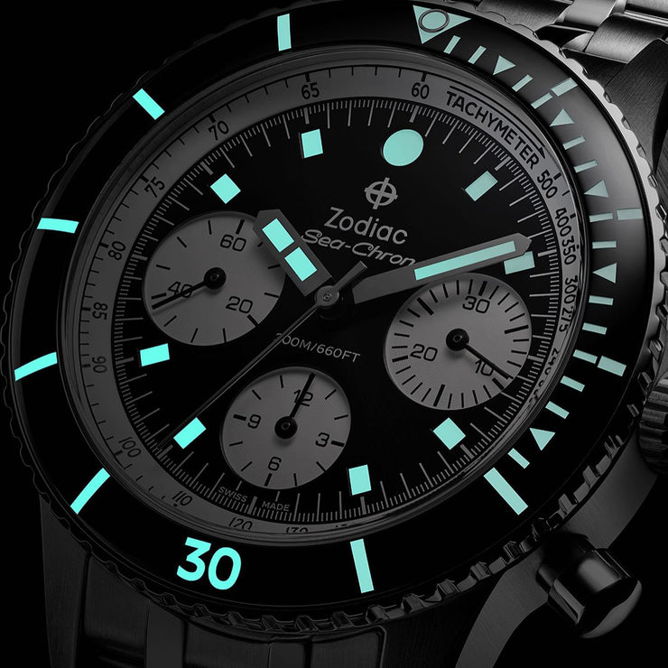 Zodiac ZO3604 Sea - Chron Automatic Black SS - Watches.com - ZO3604