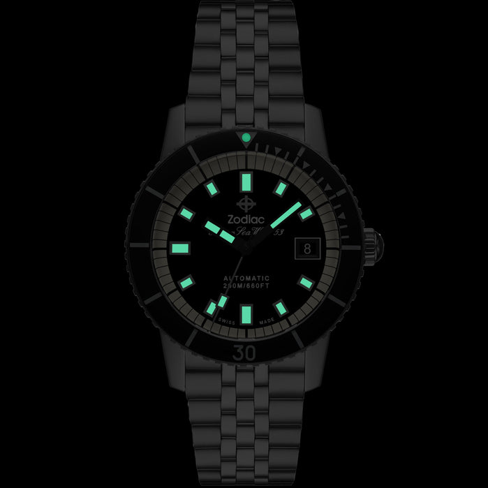 Zodiac ZO9286 Super Sea Wolf Automatic Black SS angled shot picture