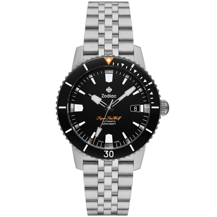 Zodiac ZO9296 Super Sea Wolf Skin Automatic Black - Watches.com - ZO9296