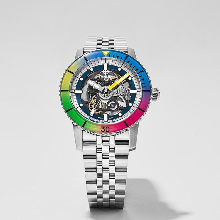 Zodiac ZO9298 Super Sea Wolf Skeleton Automatic Rainbow - Watches.com - ZO9298