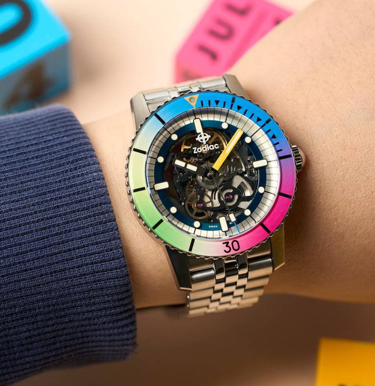 Zodiac ZO9298 Super Sea Wolf Skeleton Automatic Rainbow - Watches.com - ZO9298