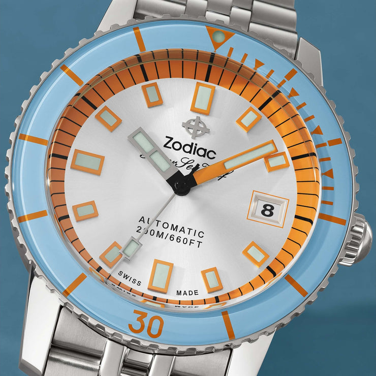 Zodiac ZO9304 Super Sea Wolf Compression Automatic Pastel Blue - Watches.com - ZO9304