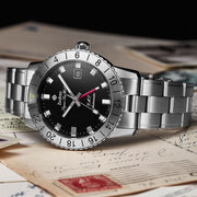 Zodiac ZO9405 Super Sea Wolf GMT Automatic Silver Black - Watches.com - ZO9405