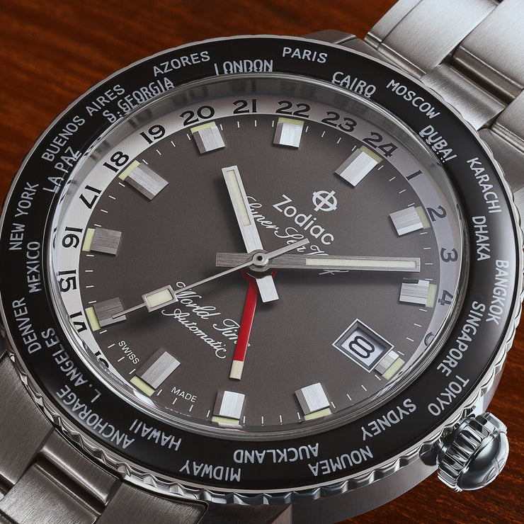 Zodiac ZO9409 Super Sea Wolf Automatic GMT Gray SS Limited Edition - Watches.com - ZO9409