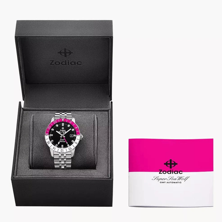 Zodiac ZO9416 Super Sea Wolf GMT Automatic Pink SS - Watches.com - ZO9416