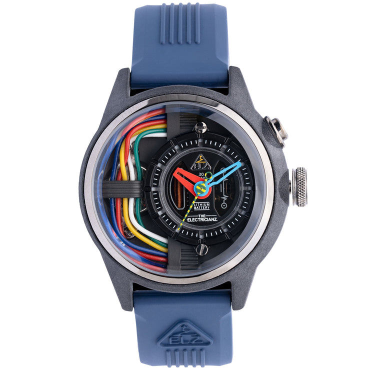 The Electricianz Carbon Z 42mm Blue Rubber | Watches.com