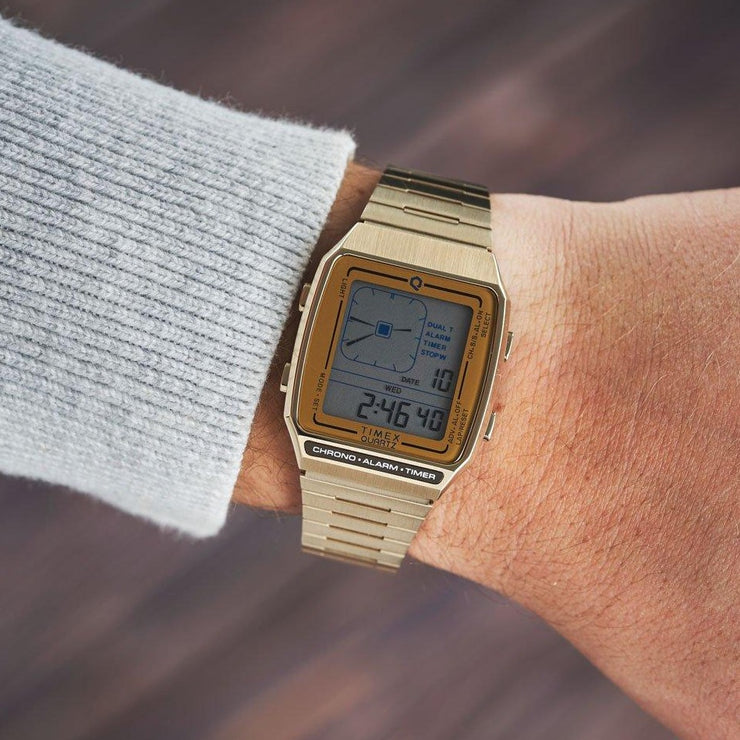 Timex Q LCA Reissue Digital 33mm Gold | Watches.com