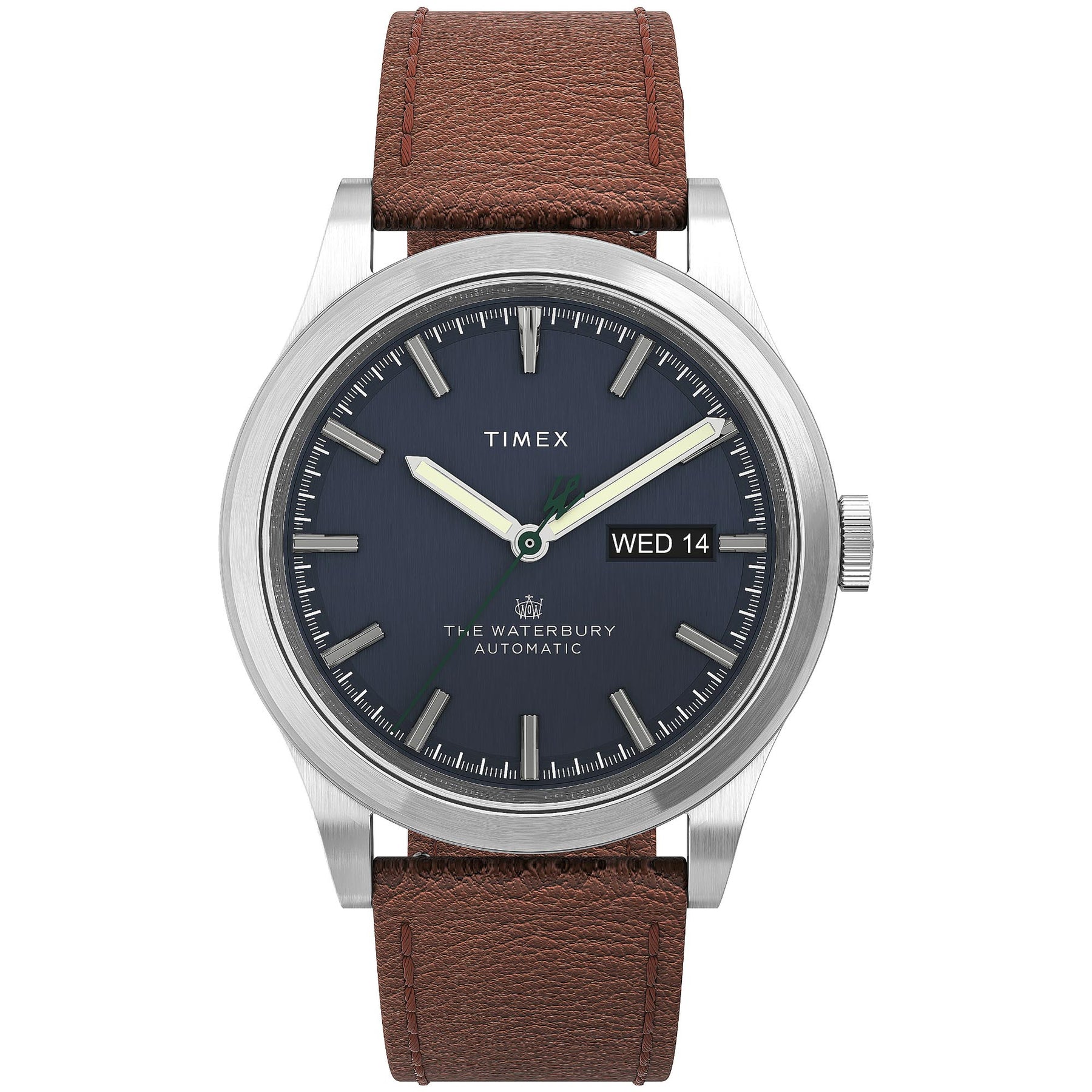 Timex Waterbury Traditional Automatic Silver Blue Brown | Watches.com