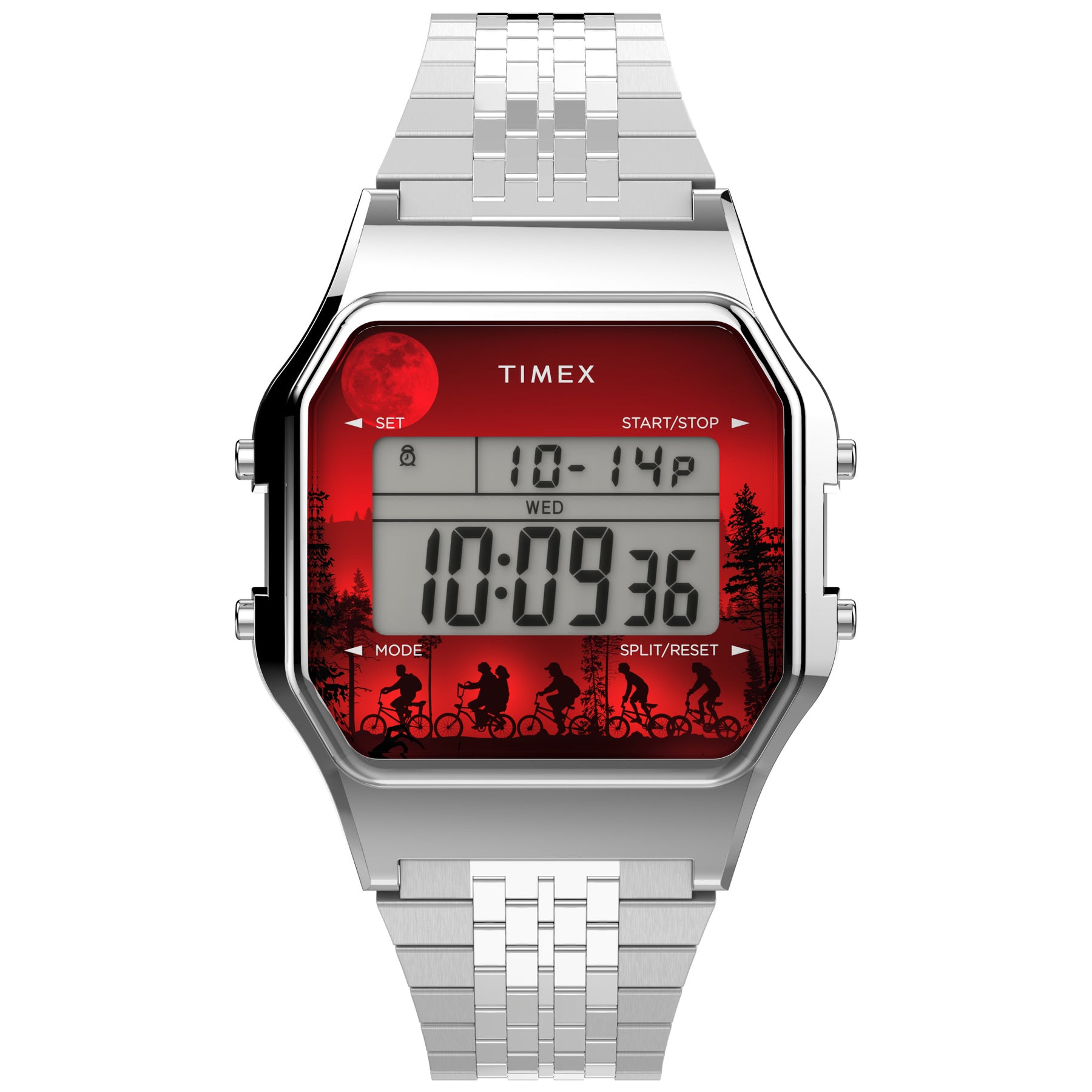 Timex T80 x Stranger Things 34mm Silver Red SS | Watches.com