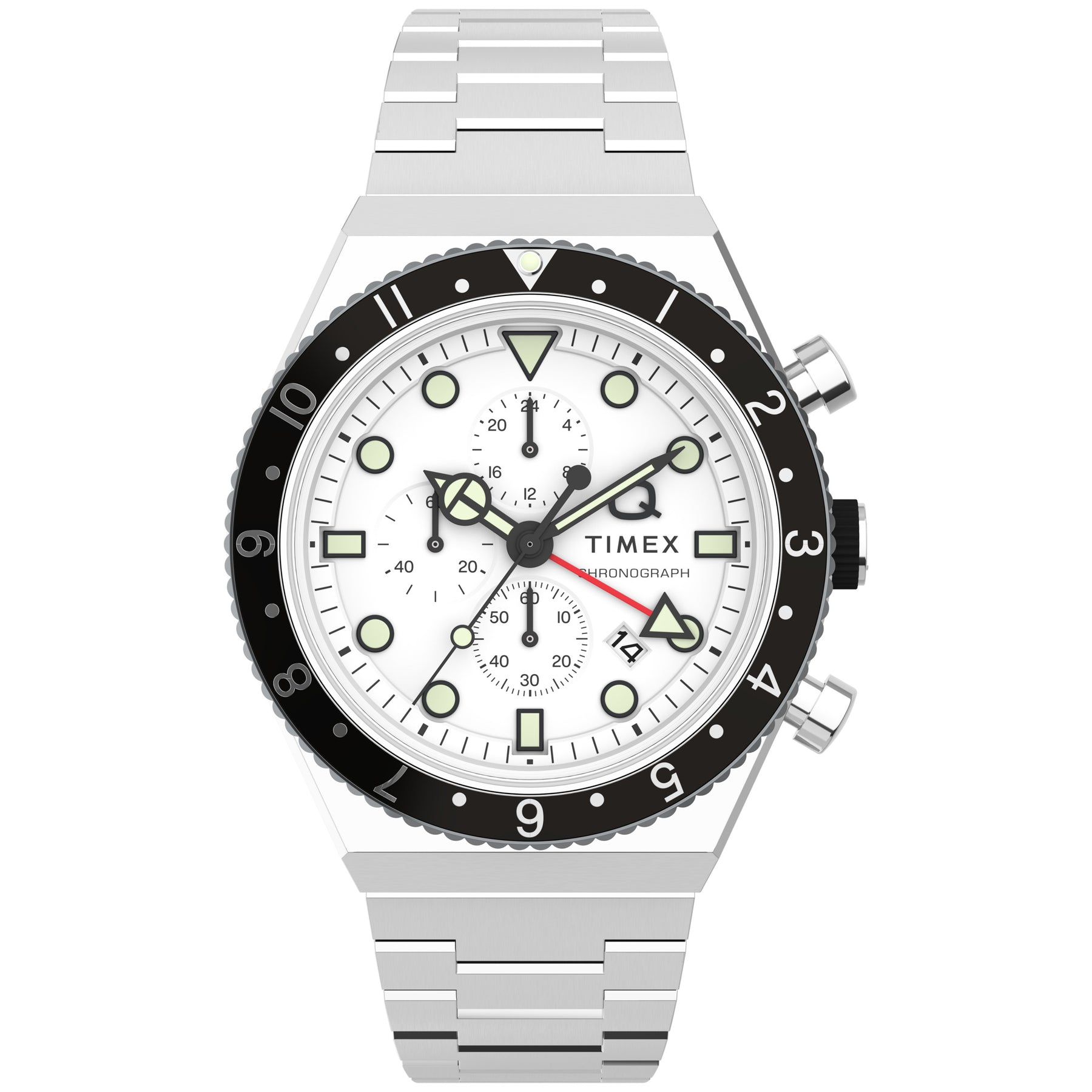 Timex Q GMT Chronograph 40mm White SS | Watches.com
