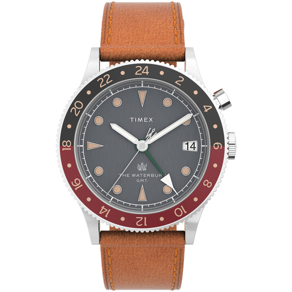 Timex Waterbury Traditional GMT 39mm Black Tan | Watches.com