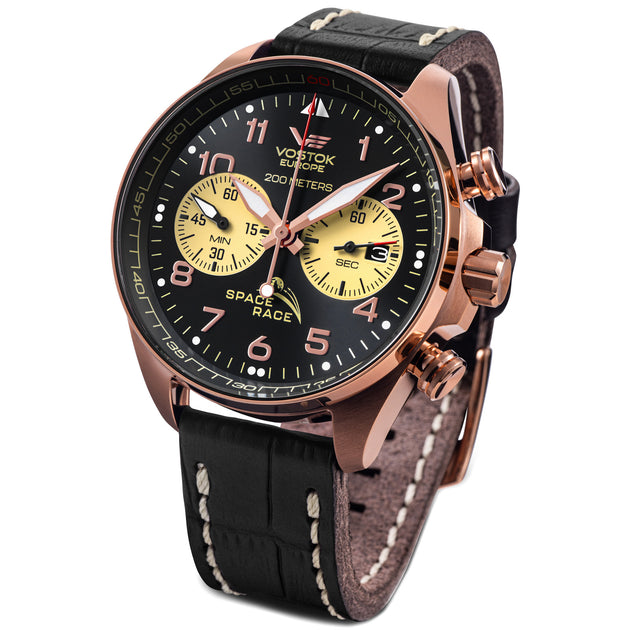 Vostok-Europe Space Race Chrono Rose Gold Black Limited Edition ...