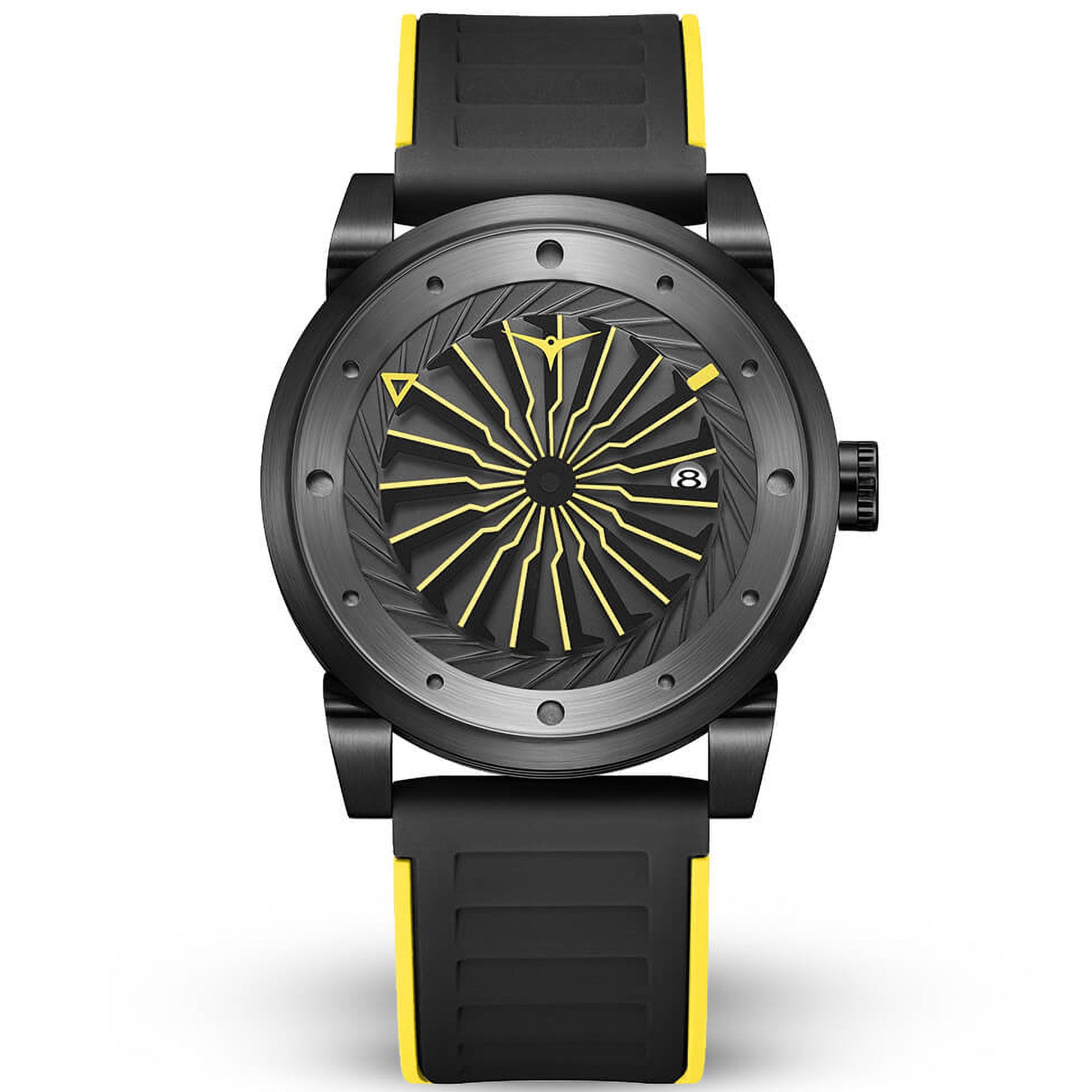 Zinvo Rival Gold Sapphire + Black Rubber Strap