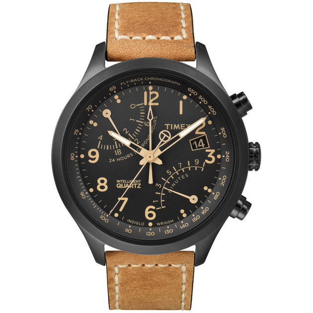 Timex Intelligent Quartz Flyback Chrono Black Tan | Watches.com